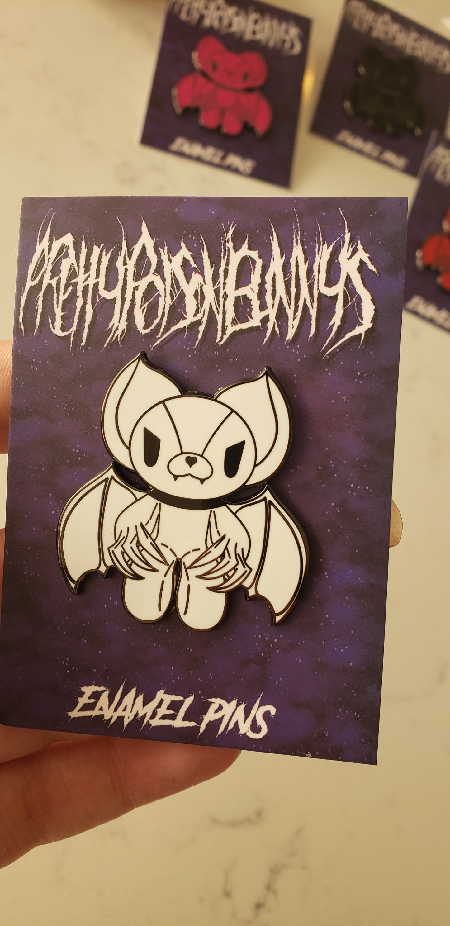 Bat Enamel Pins White