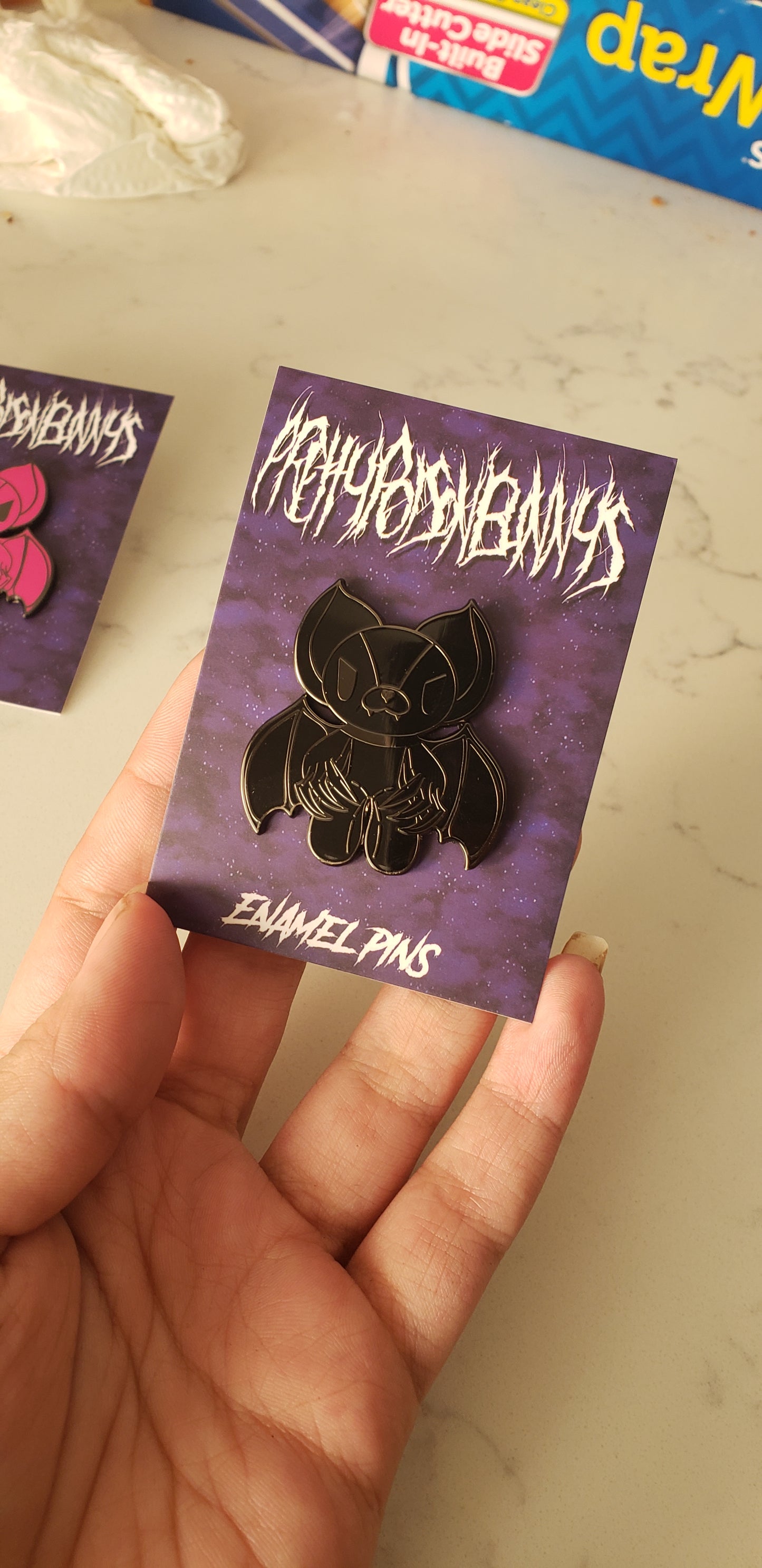 Bat Enamel Pin Black