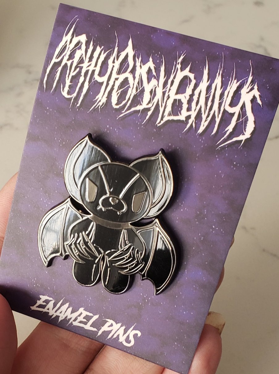 Bat Enamel Pin Black