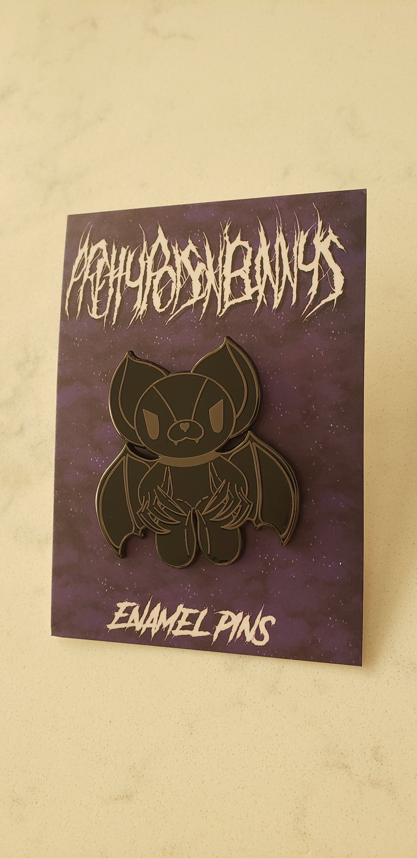 Bat Enamel Pin Black
