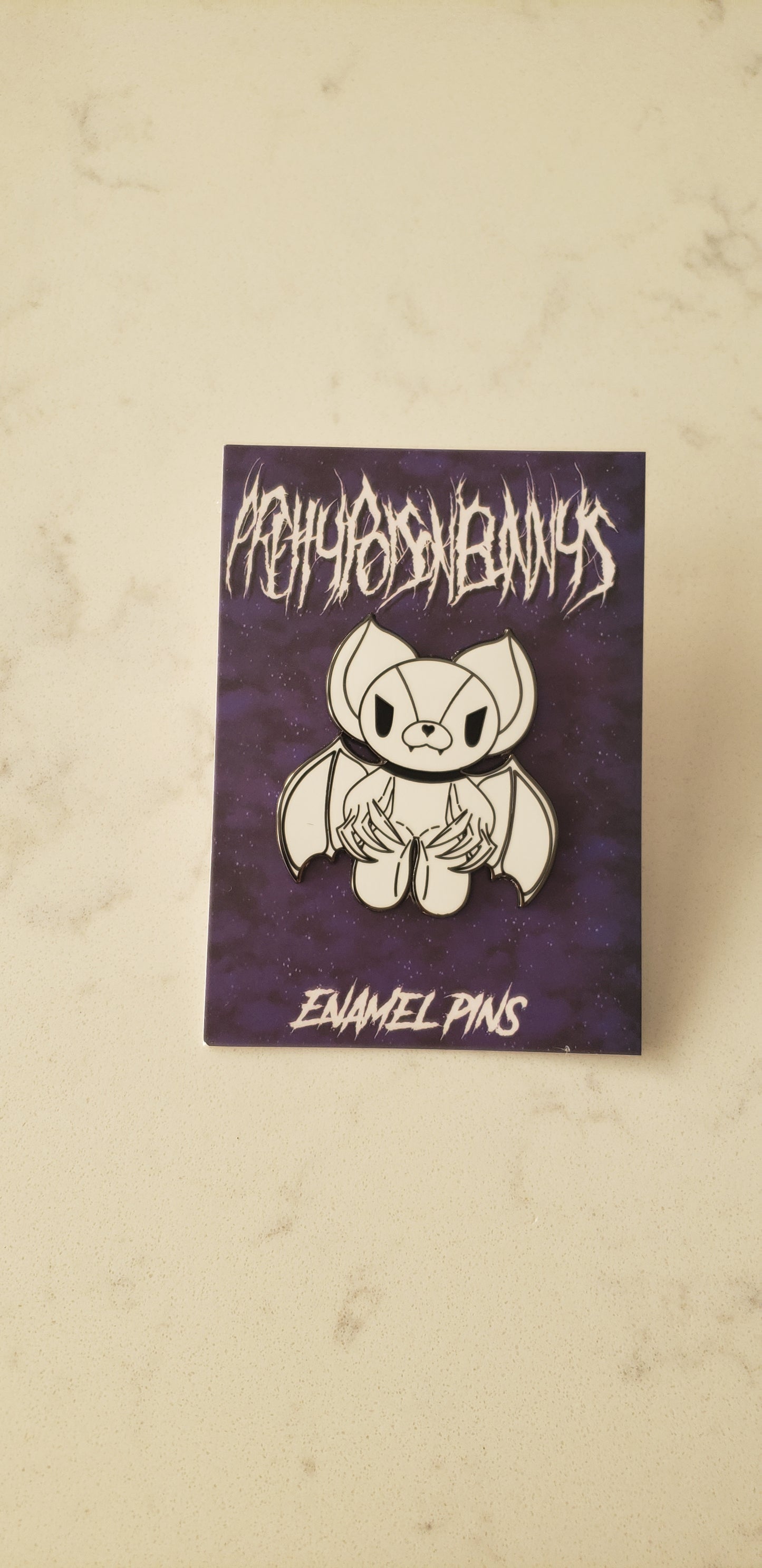 Bat Enamel Pins White