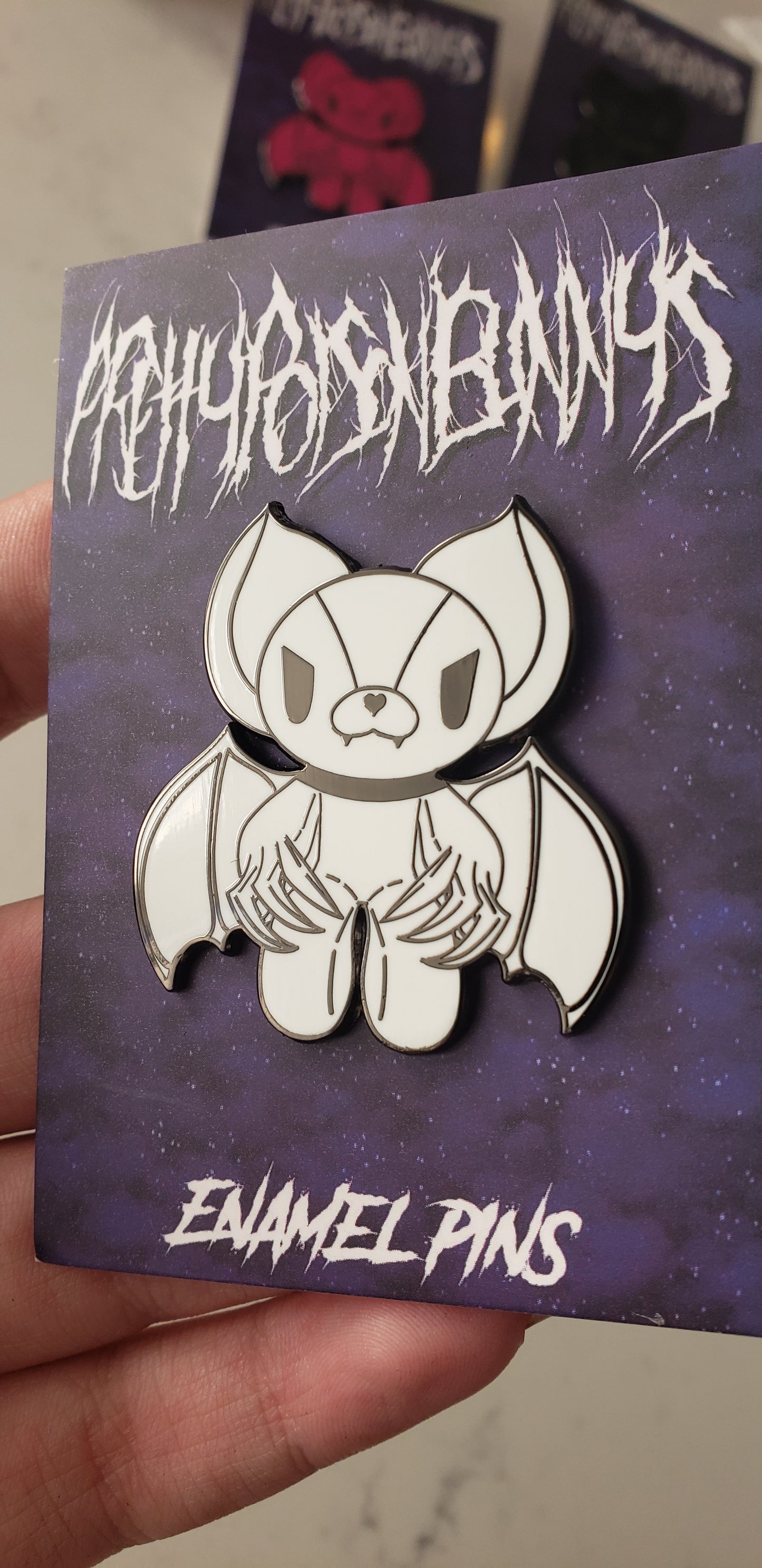 Bat Enamel Pins White