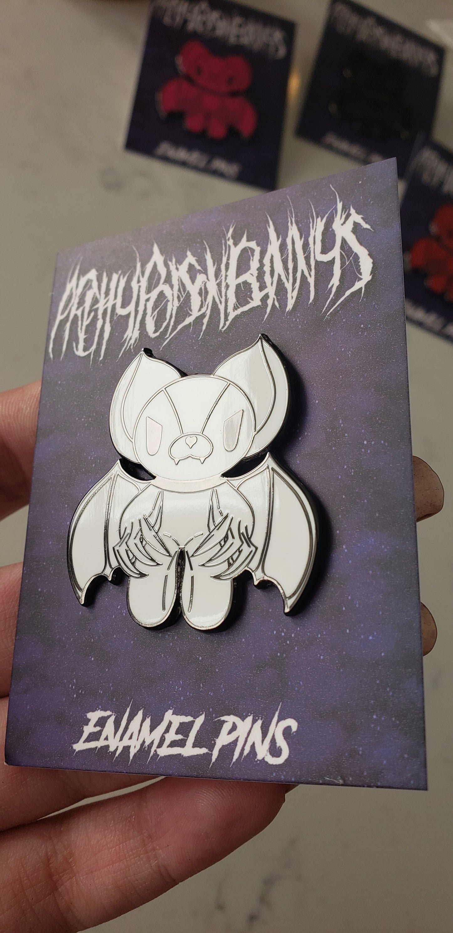 Bat Enamel Pins White