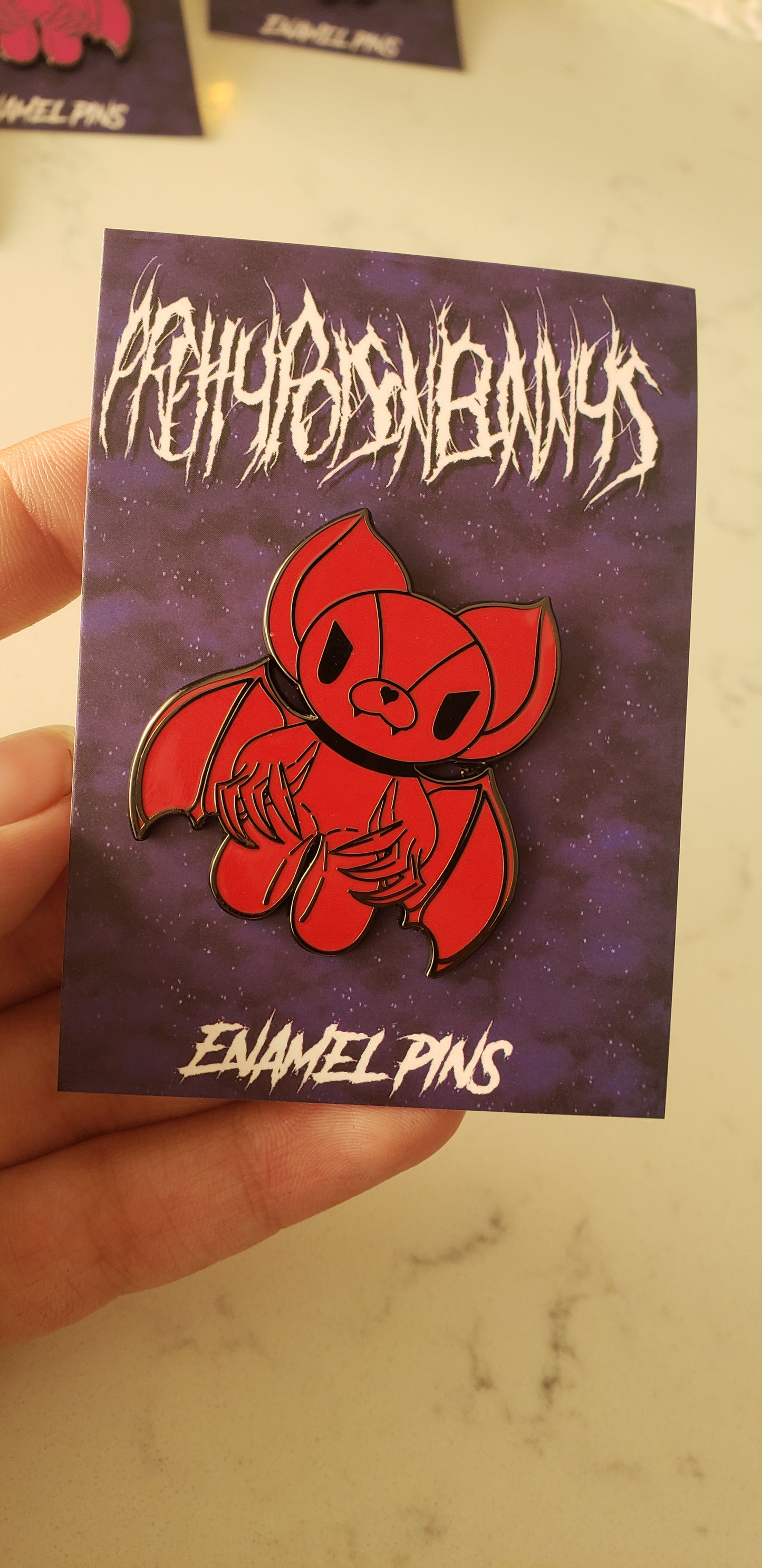 Bat Enamel Pins Red