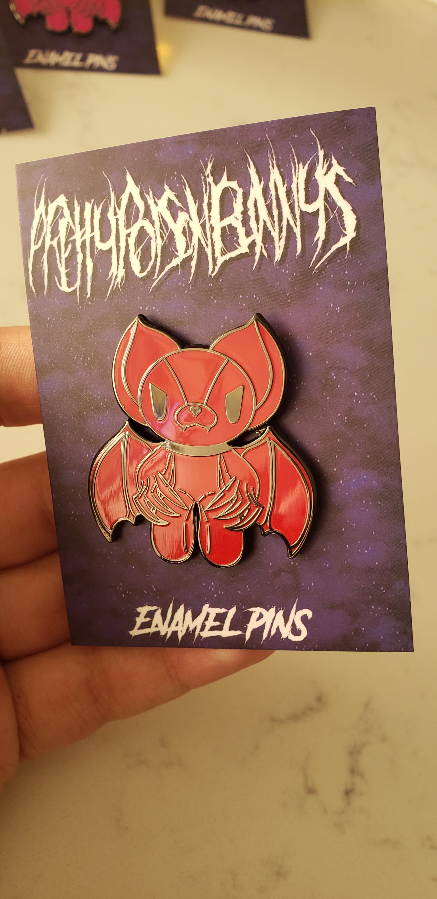 Bat Enamel Pins Red